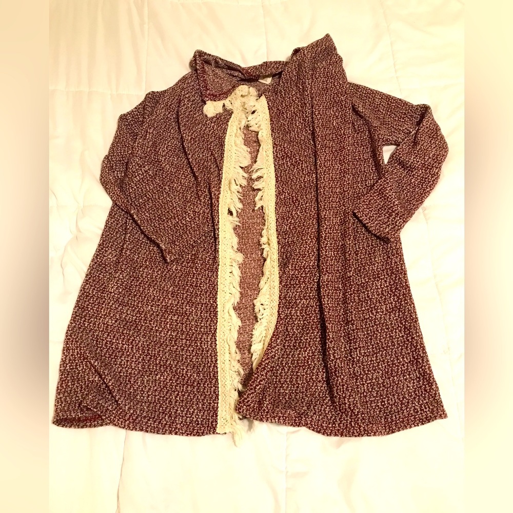 Arizona sweater XL 16, burgundy and cream woven G